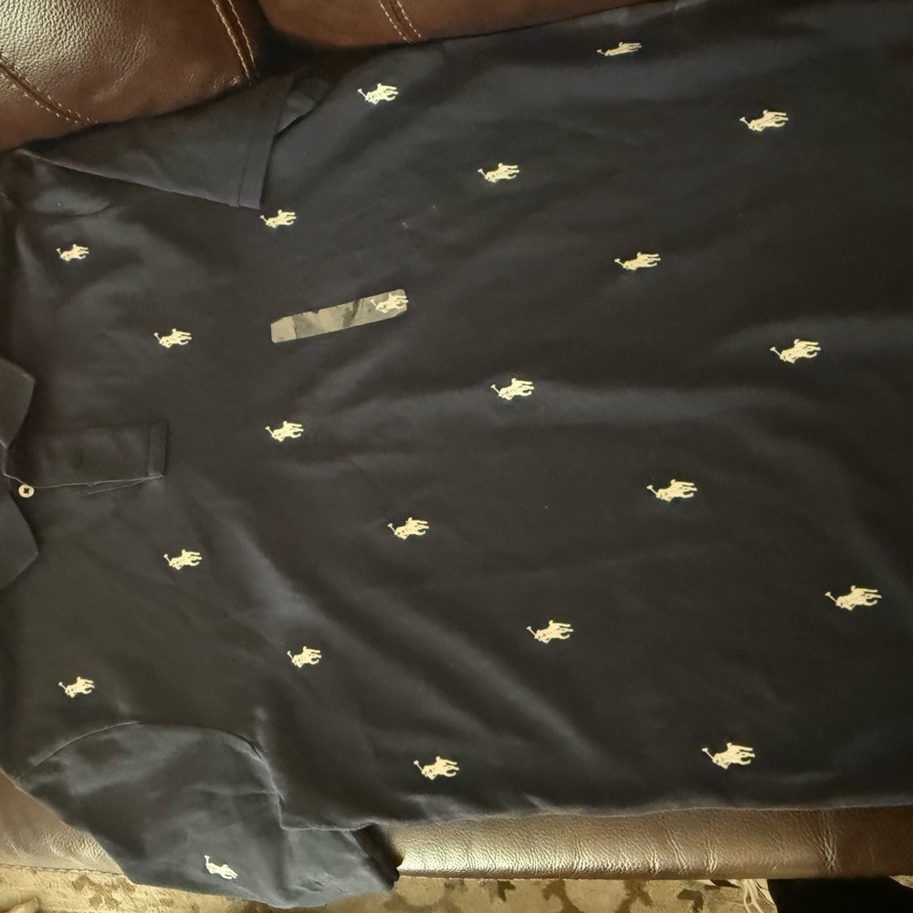 Polo by Ralph Lauren Navy Blue Polo Shirt with White Embroidery